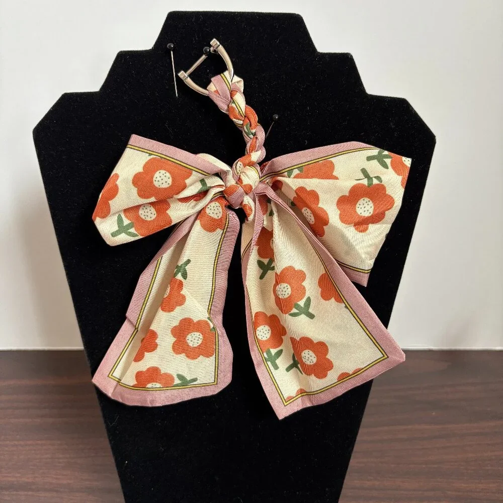Flower Scarf Keychains Bag Charm Fashionable Ribbon Bow Key Chain Colorful New